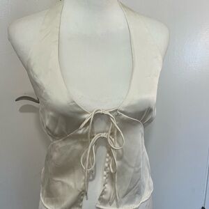 PacSun Ivory Tie-Front Halter Top